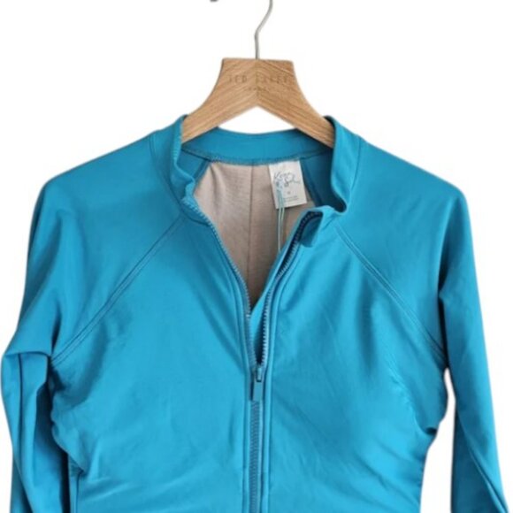 Kona Sol aqua blue long sleeve one piece swimsuit size M NWT - Picture 4 of 9